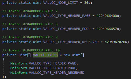 Valloc Types